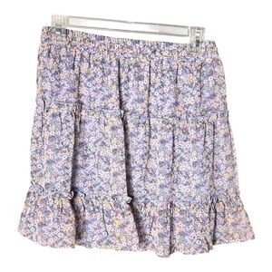 Sienna Sky Lavender Floral Ditsy Print Tiered Ruffled Mini Skirt SZ M